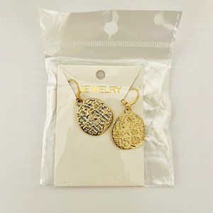 NEW! Gold-Toned Dangle Carved Alloy Earrings